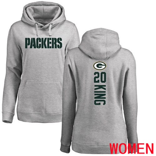 Green Bay Packers Ash Women #20 King Kevin Backer Nike NFL Pullover Hoodie Sweatshirts->nfl t-shirts->Sports Accessory